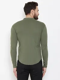 Men's Green Cotton Solid Long Sleeves Regular Fit Casual Shirt-thumb3