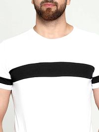 Stylish Cotton White Striped Round Neck Tees Short Sleeves For Men-thumb4