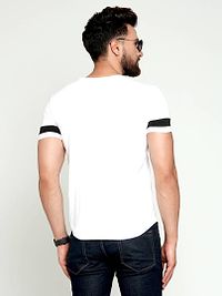 Stylish Cotton White Striped Round Neck Tees Short Sleeves For Men-thumb3