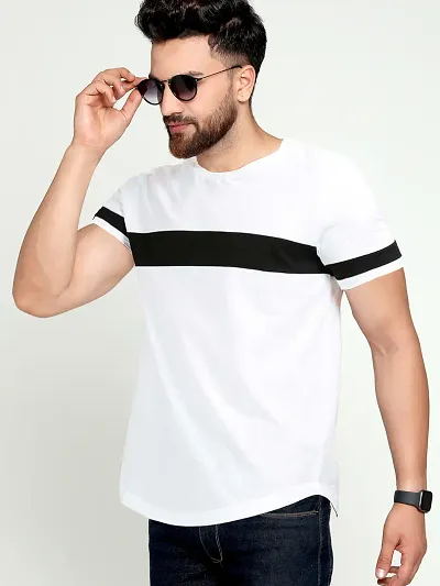 Elegant Striped Round Neck Tees For Men