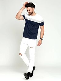 Navy Blue Cotton Tshirt For Men-thumb2