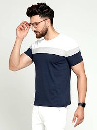 Navy Blue Cotton Tshirt For Men-thumb1