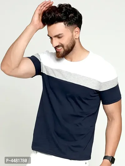 Navy Blue Cotton Tshirt For Men