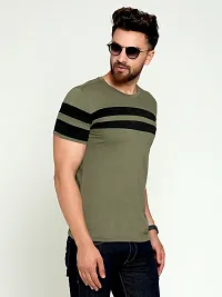 Elegant Green Cotton Solid Round Neck Tees For Men-thumb3