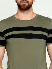 Elegant Green Cotton Solid Round Neck Tees For Men-thumb2