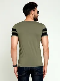 Elegant Green Cotton Solid Round Neck Tees For Men-thumb1