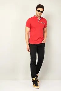 GESPO Men's Half Sleeves Henley Neck Shirts(Red-Large)-thumb4