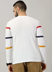 Stylish White Cotton Blend Striped Round Neck Tees For Men-thumb1