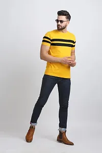 AUSK Men's Regular Round Neck Half Sleeves T-Shirts (Color:Yellow & Black-Size:XX-Large)-thumb4