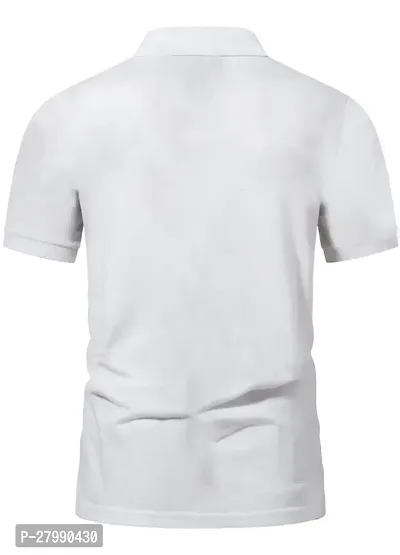 Stylish White Cotton Blend Half Sleeve T-Shirt For Men-thumb2