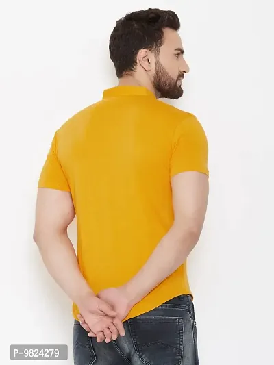 GESPO Men's Mustard Mandarin Collar Half Sleeve Casual Shirt-thumb3