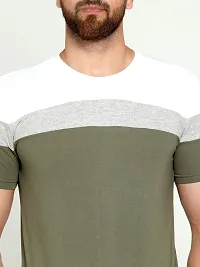 Stylish Cotton Multicoloured Colourblocked Round Neck Tees Short Sleeves For Men-thumb4