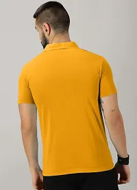 Stylish Mustard Cotton Blend Printed Polos For Men-thumb1