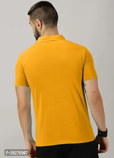 Stylish Mustard Cotton Blend Printed Polos For Men-thumb2