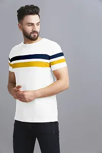 AUSK Men's Regular Round Neck Half Sleeves T-Shirts (Color:White & Black & Yellow-Size:Large)-thumb3