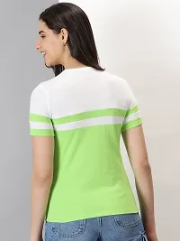 Elegant Green Cotton Blend Striped T-Shirts For Women-thumb1