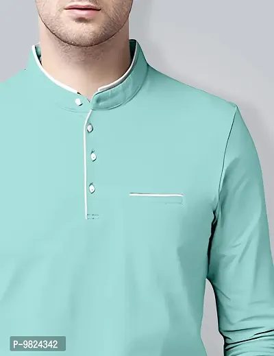 AUSK Men's Henley Neck Full Sleeves Regular Fit Cotton T-Shirts (Color-Sky Blue_Size-M)-thumb3