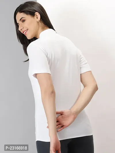 Elegant White Cotton Blend Solid Shirts For Women-thumb2