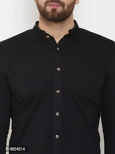 GESPO Men's Cotton Shirt Full Sleeves(Black-Large)-thumb3