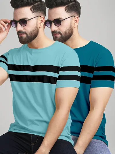 Classy Cotton Blend Round Neck Tees Combo(Pack Of 2)