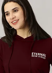 Elegant Maroon Cotton Blend Typography Tshirt For Women-thumb3