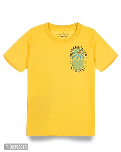 Stylish Yellow Cotton Blend Tees For Boys-thumb0