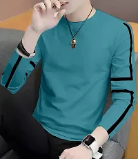 Stylish Blue Cotton T Shirts For Men-thumb3