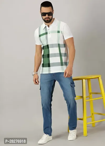 Stylish Green Cotton Blend Printed Polos For Men-thumb5