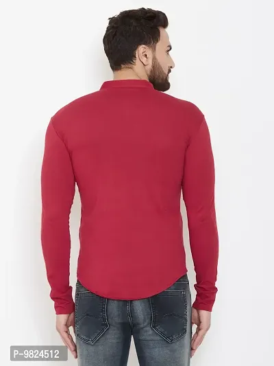 GESPO Men's Cotton Shirts(Red-Large)-thumb2