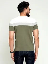 Stylish Cotton Multicoloured Colourblocked Round Neck Tees Short Sleeves For Men-thumb2