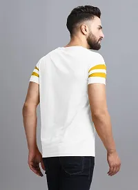 AUSK Men's Regular Round Neck Half Sleeves T-Shirts (Color:White & Yellow-Size:Small)-thumb2