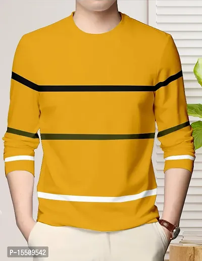 Reliable Mustard Cotton Blend Colourblocked Round Neck Tees For Men