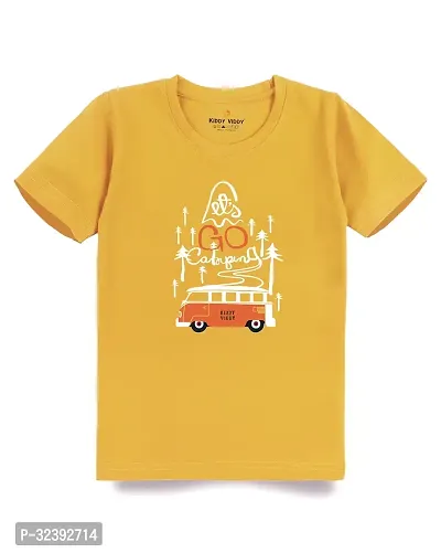 Stylish Yellow Cotton Blend Tees For Boys