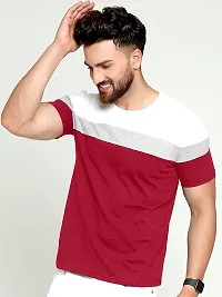 AUSK Round Neck Half Sleeves Regular Fit T-Shirt for Mens (Red&White-Large)-thumb4