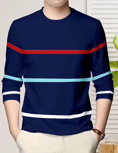 Reliable Blend Colourblocked Round Neck Tees For Men