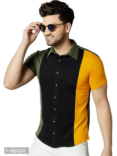 GESPO Men's Multicolor Spread Collar Half Sleeve Casual Shirt-thumb0