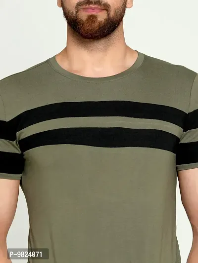 AUSK Men's Cotton Half Sleeve Round Neck Striped Tshirt (Medium, Green)-thumb5