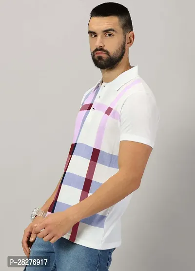 Stylish Purple Cotton Blend Printed Polos For Men-thumb4