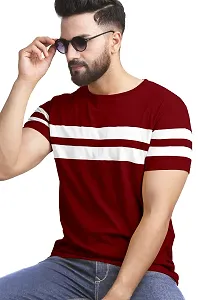 AUSK Men's Regular Round Neck Half Sleeves T-Shirts (Color:Red & White-Size:XX-Large)-thumb1