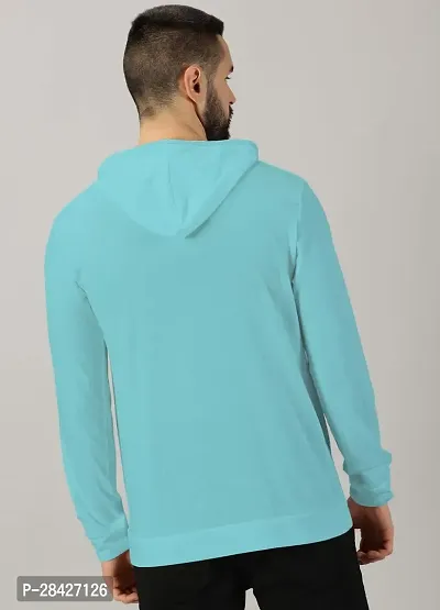 Stylish Turquoise Cotton Blend T-Shirts For Men-thumb2