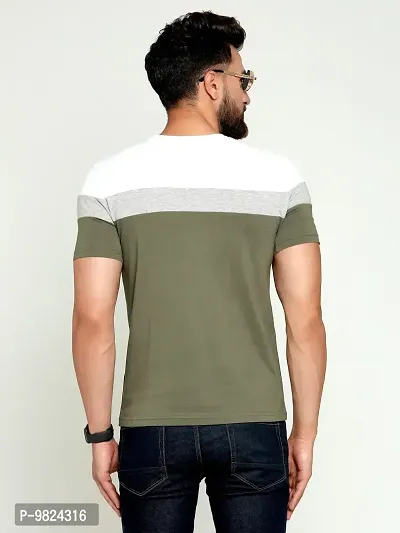 AUSK Round Neck Half Sleeves Regular Fit T-Shirt for Mens (Green&White-XX-Large)-thumb2