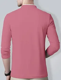 AUSK Men's Cotton Henley Neck Full Sleeve Solid Regular Fit T-Shirt (Medium; Guava)-thumb1