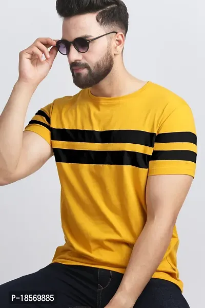 Stylish Cotton Blend Multicoloured Colourblocked Round Neck Tees Short Sleeves For Men Pack Of 2-thumb2