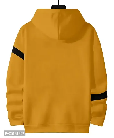 Trendy Yellow Cotton Blend Printed Hooded Tees For Men-thumb2