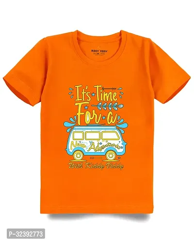 Stylish Orange Cotton Blend Tees For Boys-thumb0