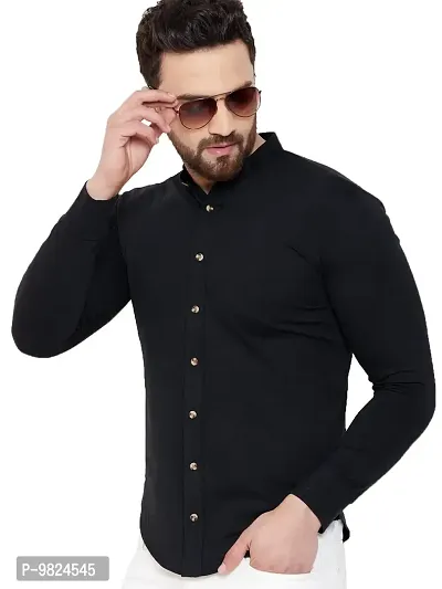 GESPO Men's Full Sleeves Shirts(Black-X-Large)