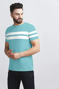 AUSK Men's Regular Round Neck Half Sleeves T-Shirts (Color:Sky Blue & White-Size:Small)-thumb3