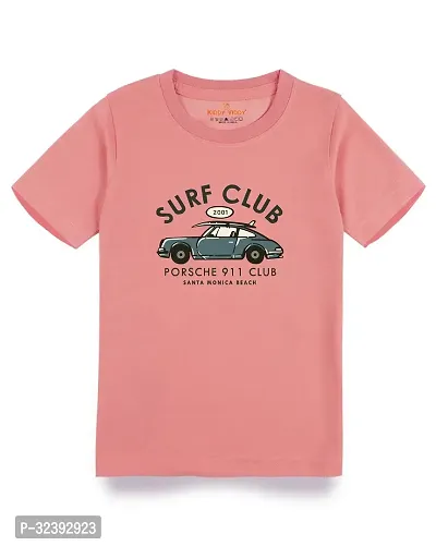 Stylish Peach Cotton Blend Tees For Boys