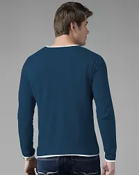 Reliable Blue Cotton Blend Solid Oversized Tshirt For Men-thumb2