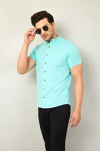 GESPO Men's Shirts Casual Fit Half Sleeves(Sky Blue-Medium)-thumb2